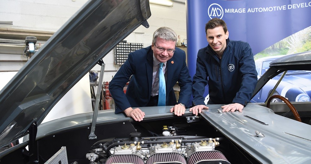 County Cllr Michael Green and MD Matt Potts with car close up web 2