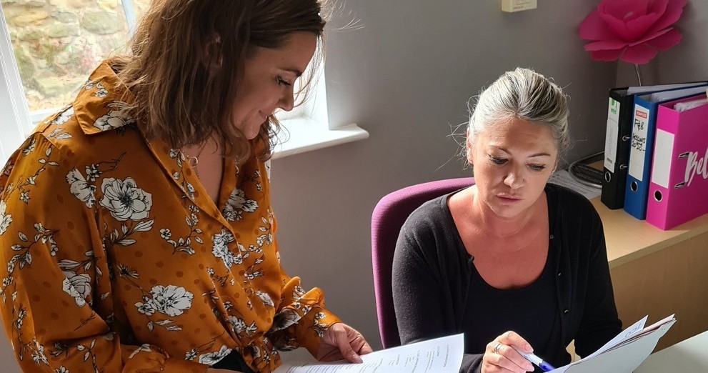 Joanne Bury with practice manager Tracey Burgess