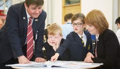 Primary Engineer Dr Susan Scurlock MBE with school students