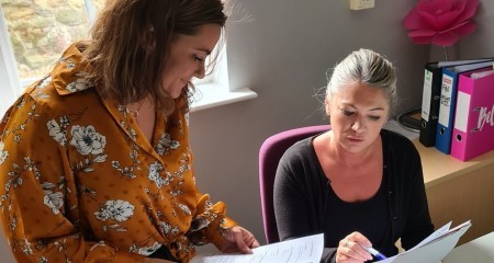 Joanne Bury with practice manager Tracey Burgess